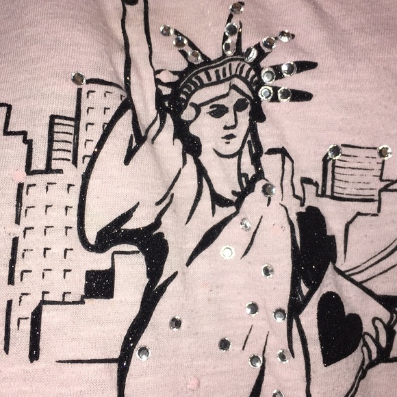 Justice “New York” light pink tank,2 bows on back. - Picture 4 of 4